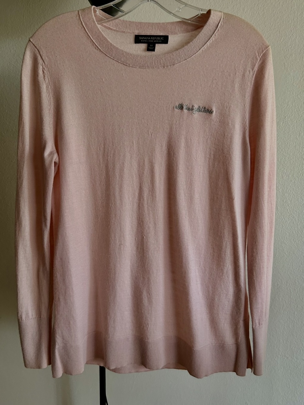 Banana Republic Women’s Pale Pink Long Sleeve Knit Top